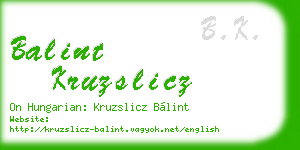 balint kruzslicz business card